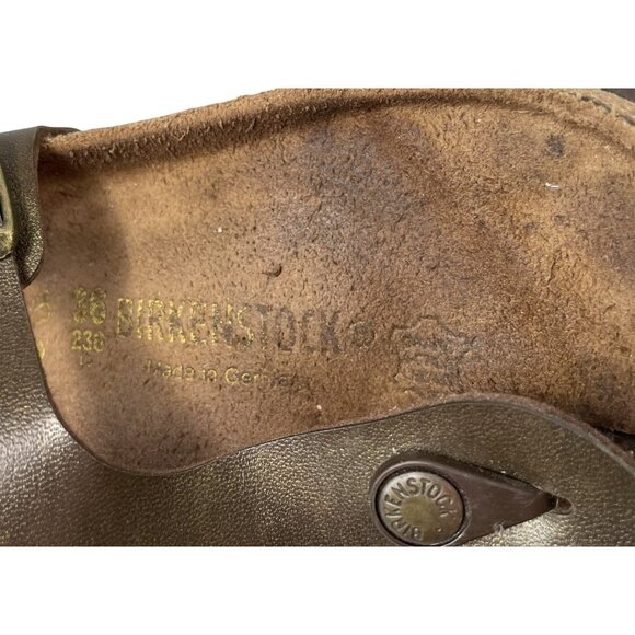 Birkenstock Womens Gizeh Footbed Sandals Brown Leather Shoe Ankle Strap Buckle 5 - Picture 8 of 11